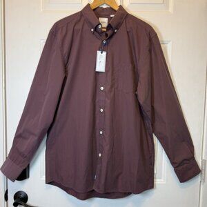 ROWM Men's Long Sleeve Shirt Cotton Small Plaid Purple/Blue - Sz L NWT